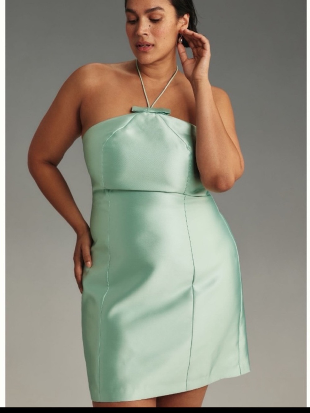 NWT Hutch Bow Halter Slim Mini Dress in mint, XL